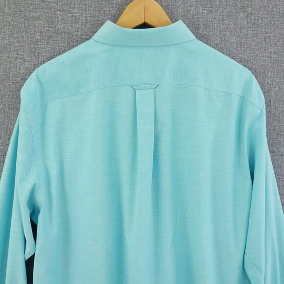 Stafford Essentials Oxford Shirt Aqua Blue Regular Fit 17 34/35 Cotton‎ Blend - Picture 5 of 7